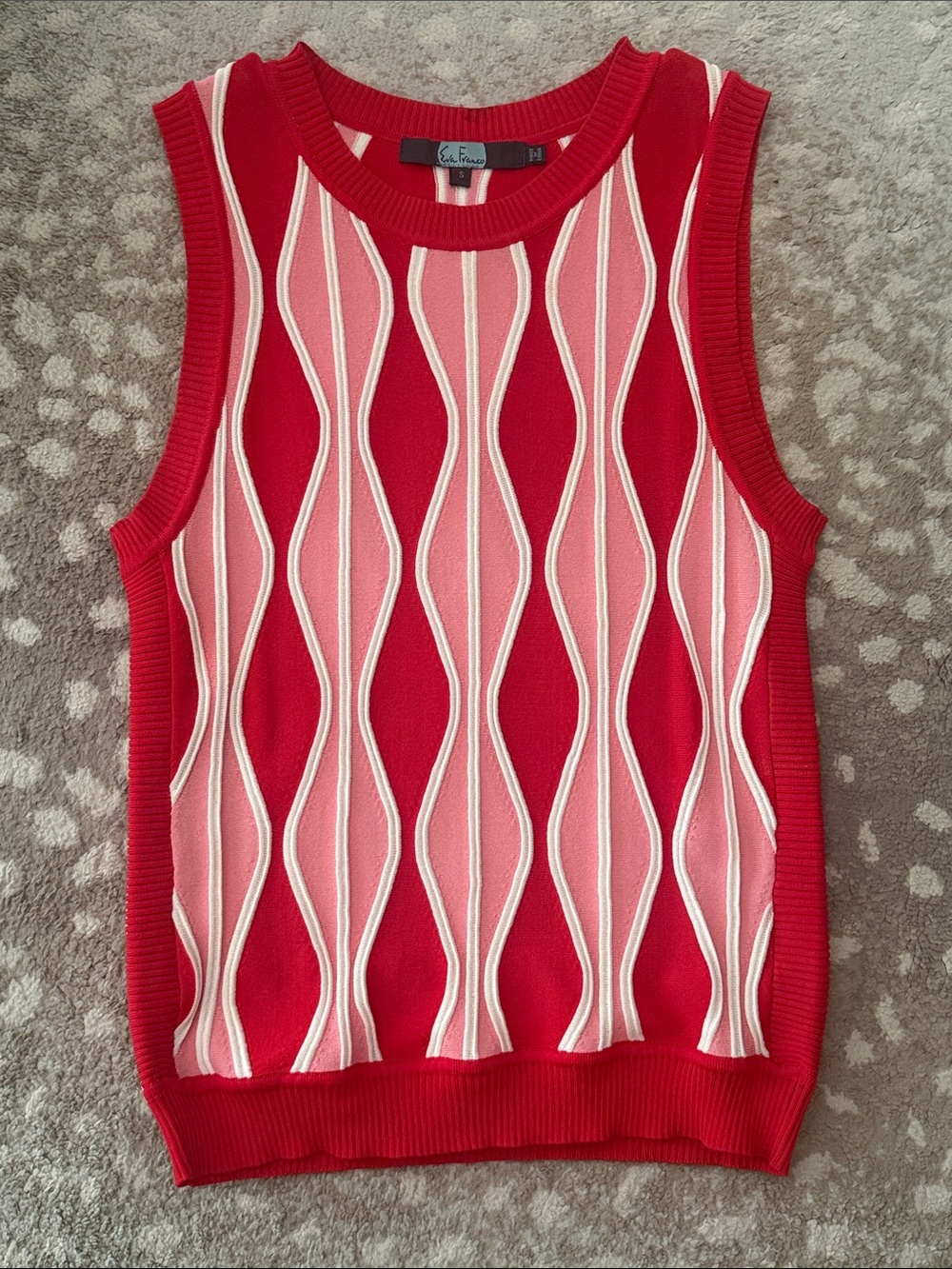 Eva Franco Red & Pink Wave-Stripe Sleeveless Knit Tank